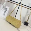 Loewe Womens Cylinder Shoulder Bag - Yellow Pleated Leather, Gold-Tone Hardware, Adjustable Strap, Stylish Barrel Bag with Anagram Logo #A56849