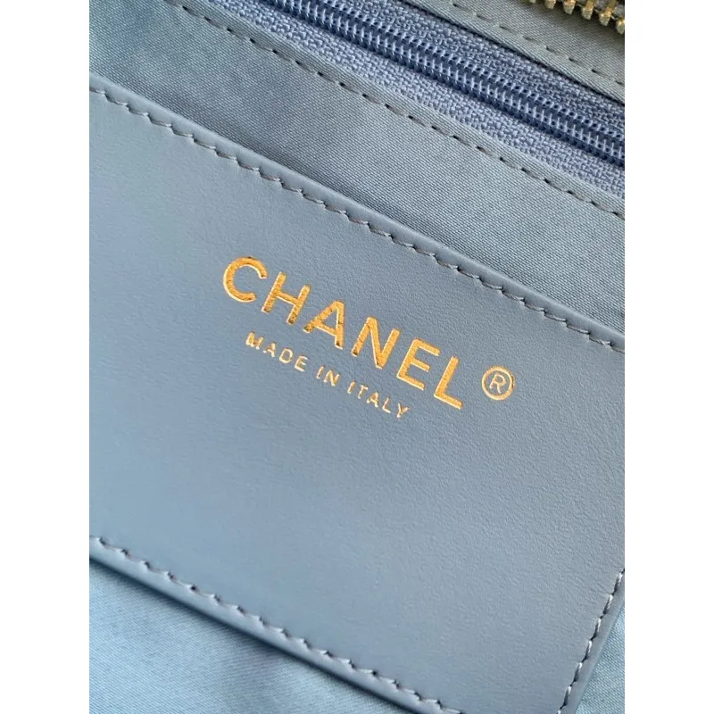 Chanel Womens Denim Shoulder Bag - Quilted Design, Gold-Tone CC Logo & Chain Strap, Stylish Denim Flap Bag with Functional Pockets for Luxury Fashion #A56742
