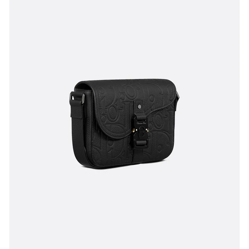 Black D-ior Messenger Bag With Embossed Patterns For Fashion Forward Looks size:23×18×6cm #A54116