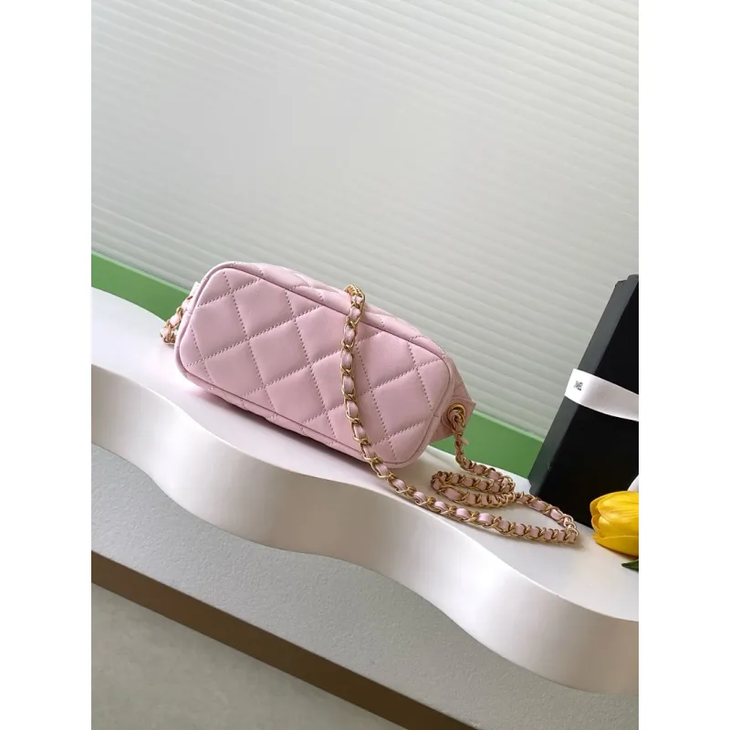 Chanel AS5898 Quilted Hobo Bag with Pearl Chain Strap Size 13-23.5-7.5 #A62897
