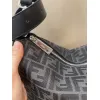 Fendi Brown And Beige FF Logo Jacquard Fabric Shoulder Bag With Leather Trims size:34×22 #A54307 Fendi Brown And Beige FF Logo Jacquard Fabric Shoulder Bag With Leather Trims size:34×22 #A54307
