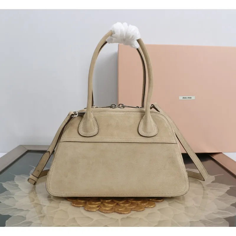 Miu Miu Vivant Suede Leather Bowling Top Handle Bag 32×19.5×11cm #A65025