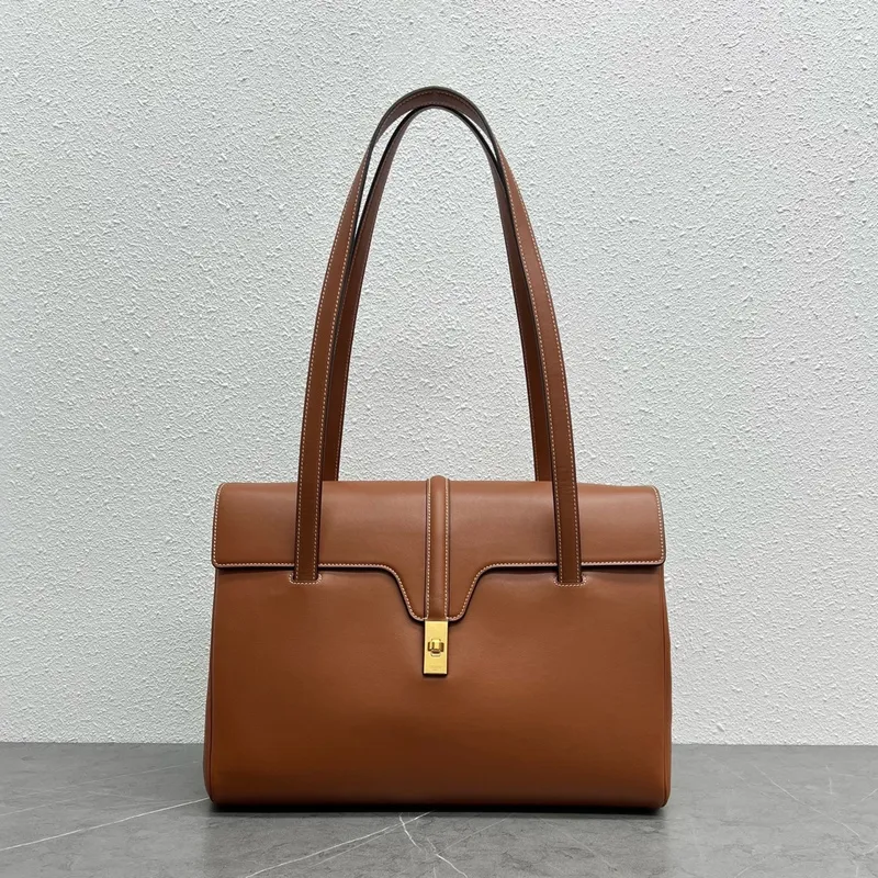 CELINE Grained Leather Medium 16 Shoulder Bag #A49258