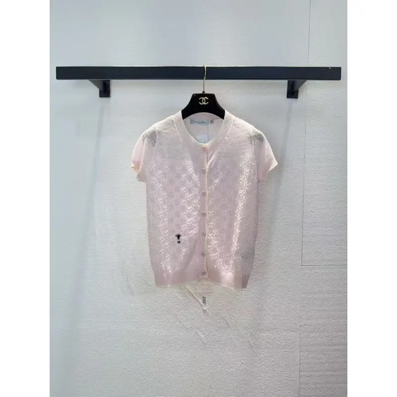 Dior Monogram Knit Short Sleeve Crew Neck Blouse #A63664