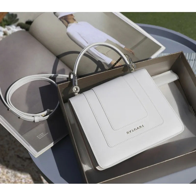 Bvlgari Serpenti Forever Top Handle Bag In White Leather Timeless Elegance #A51667