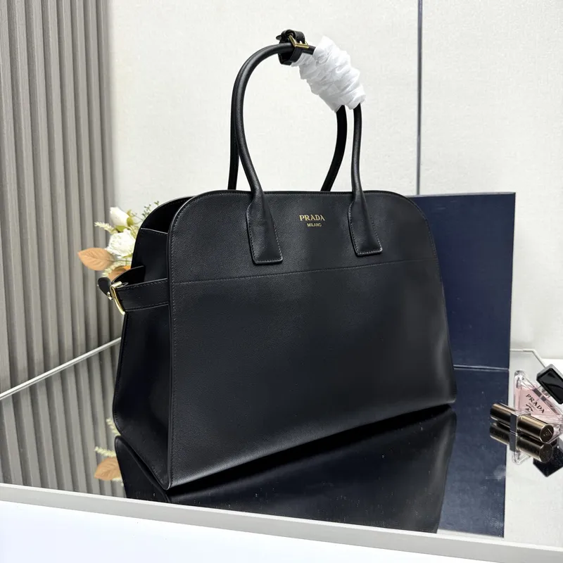 Prada Leather Handbag Collection In Classic Black And Tan Tones #A51642