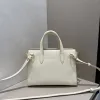 Burberry Timeless White Leather Handbag with Gold - Accented Lock and Dual Handles size:24×3×9cm #A54100