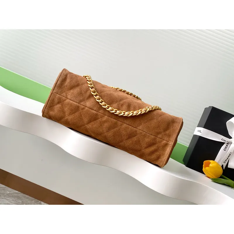 Chanel Quilted Suede Tote Bags With Iconic Chain Straps In Dual Tones #A50980