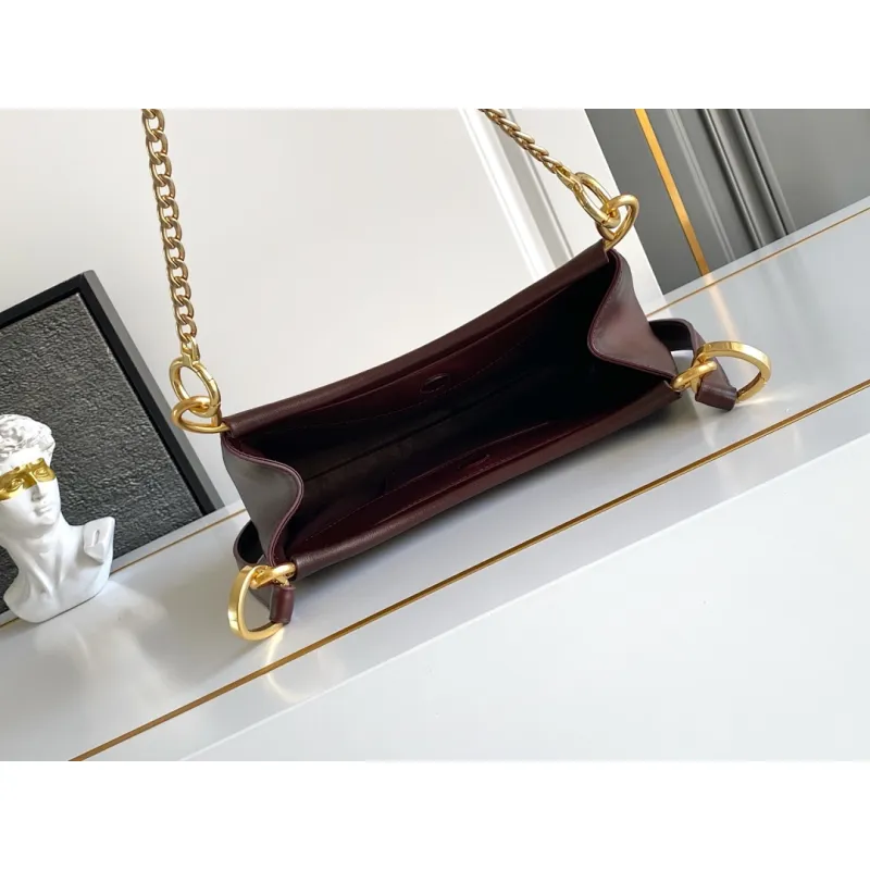 Prada Cleo Shoulder Bag (4 Colors) – Brown/Navy/Black/White Saffiano Leather with Gold-Tone Chain Strap #A59176