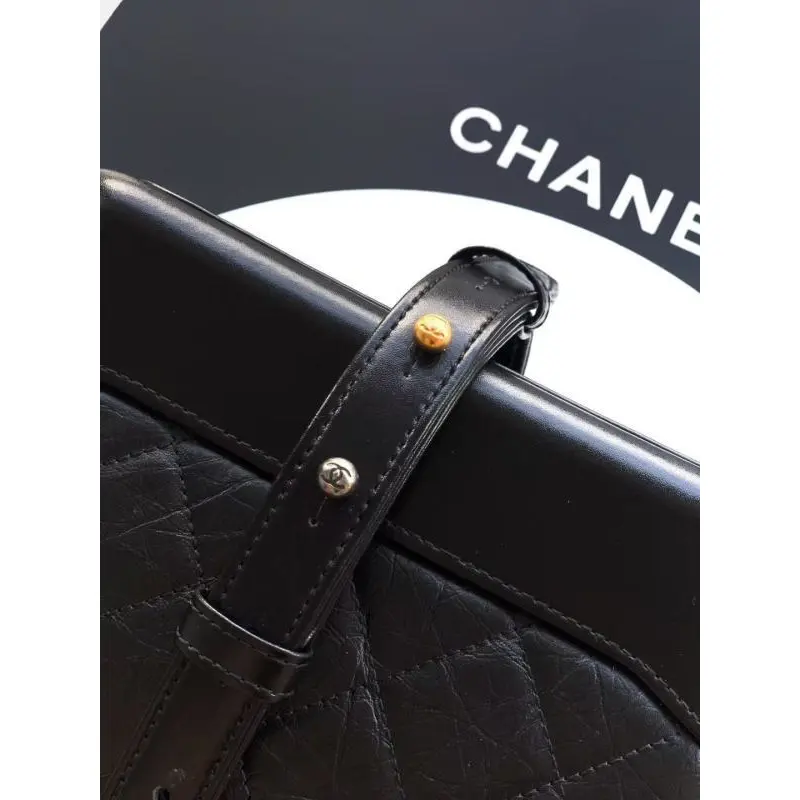 Chanel Womens Bucket Bag - Black & White Quilted Leather, Gold-Tone CC Logo & Two-Tone Chain Strap, Stylish Crossbody Bag for Luxury Fashion #A56750
