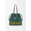 Loewe Green Leather Drawstring Tote Bag With Bold Branding For Chic Everyday Use #A50065