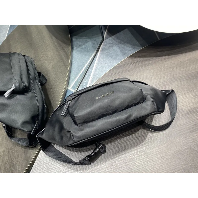 Givenchy Black Nylon Logo Emblazoned Waist Bag #A52350