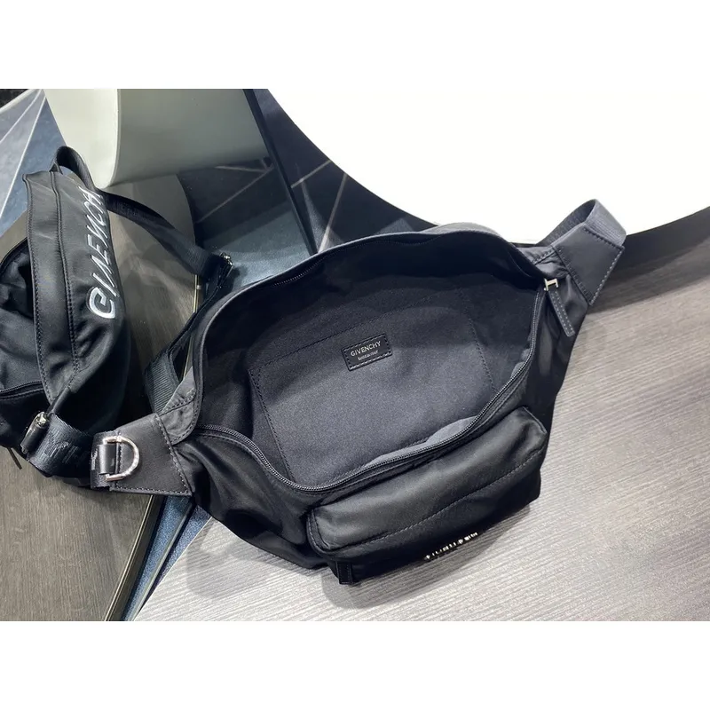 Givenchy Black Nylon Logo Emblazoned Waist Bag #A52350