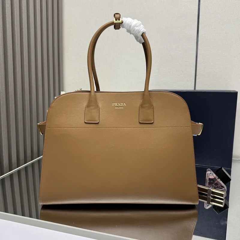 Prada Leather Handbag Collection In Classic Black And Tan Tones #A51642