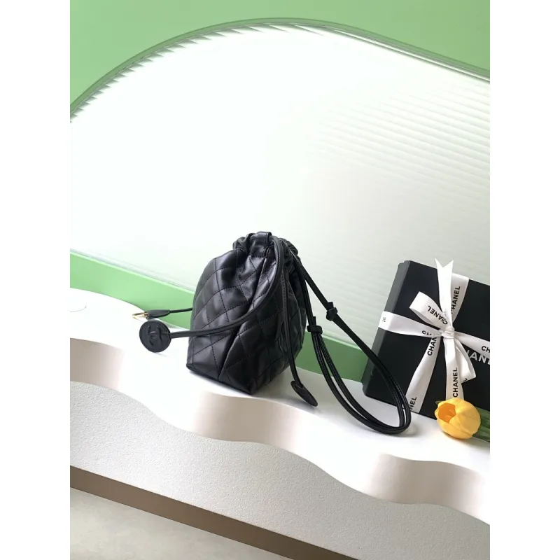 Chanel 26S Quilted Drawstring Bucket Bag, 17 x 22 x 8 cm #A63225