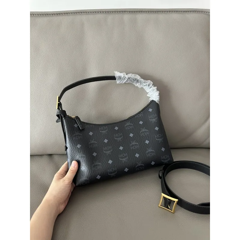 MCM Aren Visetos Hobo Shoulder Bag, PVC Leather, Style 65037 26x19x9.5cm #A61792