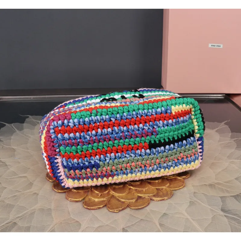Miu Miu Crochet Hobo Bags: Colorful, Handcrafted Style Statements size:25.5×14×10cm #A53542