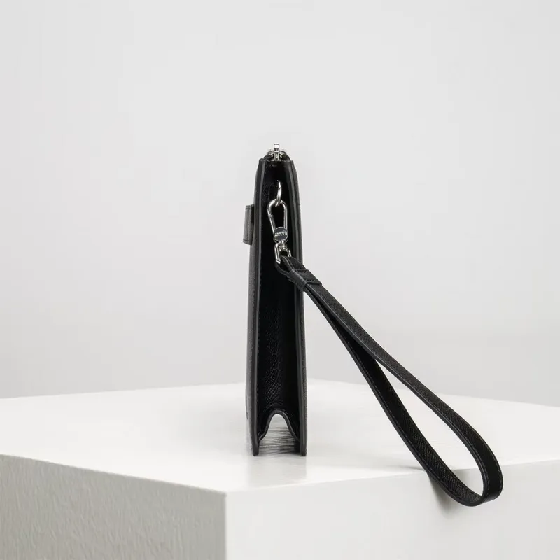 Bally Black Leather Clutch With Signature Stripe For Sophisticated Accessorizing #A51669