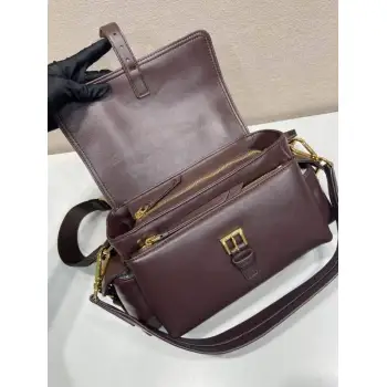 Prada Brown Leather Crossbody Bag 1BD394 #A55691