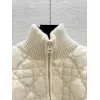 2025 D-ior Ecru Cannage Knit Cropped Zip-Up Cardigan #A54549 2025 D-ior Ecru Cannage Knit Cropped Zip-Up Cardigan #A54549