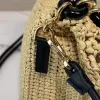 Loewe Medium Ola Raffia & Leather Shoulder Bag, 26 x 13 x 18 cm #A63229