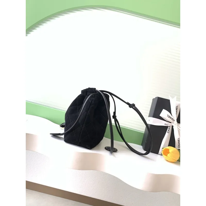 Chanel 26S Quilted Drawstring Bucket Bag, 17 x 22 x 8 cm #A63225