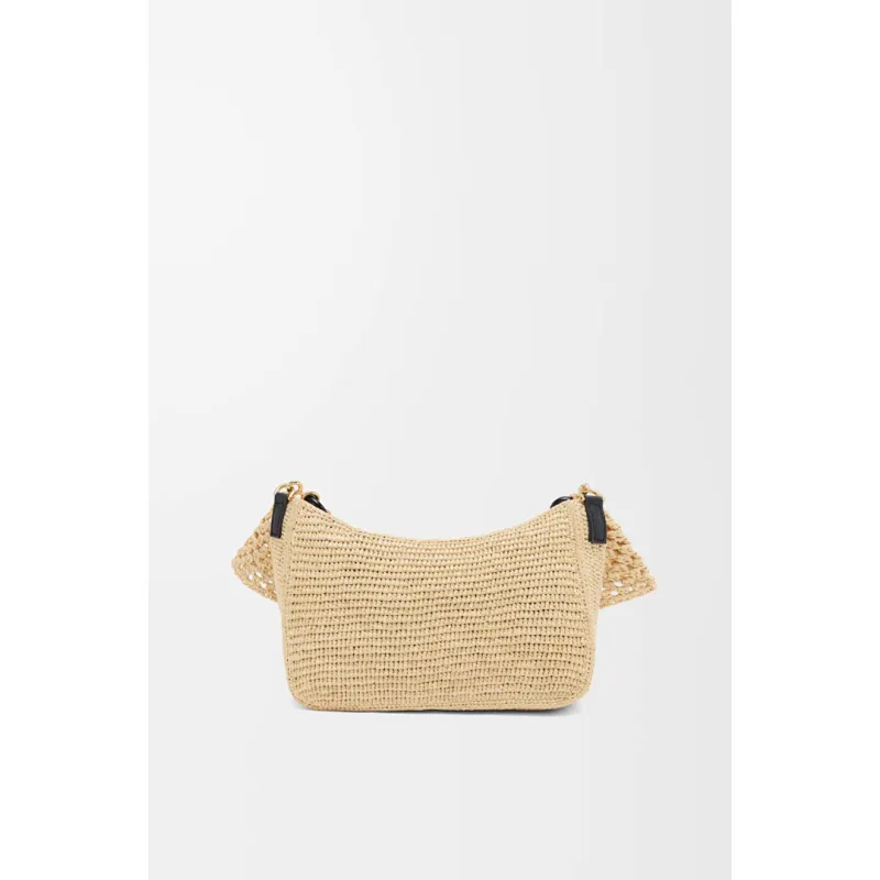 Loewe Medium Ola Raffia & Leather Shoulder Bag, 26 x 13 x 18 cm #A63229