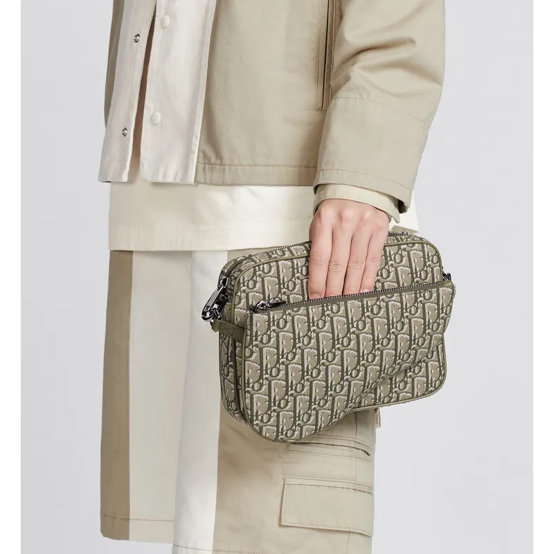 D-ior Beige Oblique Pattern Crossbody Bag With Signature Strap And Pouch  size:23×17×4cm #A54108