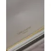 SAINT LAURENT Loulou Small Envelope Crossbody Bag – Blush Suede with Chevron Quilt & Gold YSL Logo (Detachable Chain Strap) #A58780 SAINT LAURENT Loulou Small Envelope Crossbody Bag – Blush Suede with Chevron Quilt & Gold YSL Logo (Detachable Chain Strap) #A58780