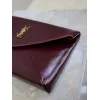 SAINT LAURENT Cassandra Envelope Clutch – Burgundy Smooth Leather with Gold YSL Logo (Detachable Chain Strap) #A58784