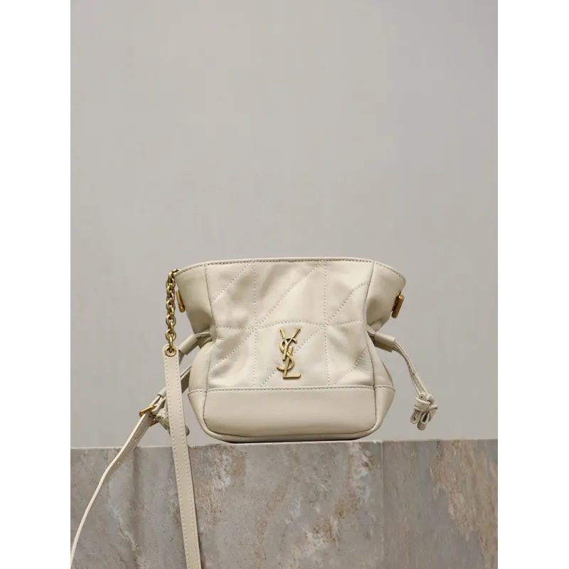 Saint Laurent Jamie Mini Crossbody Bag (859174) - Lambskin Leather, Drawstring Closure, 14.5×15.5×8cm #A59989