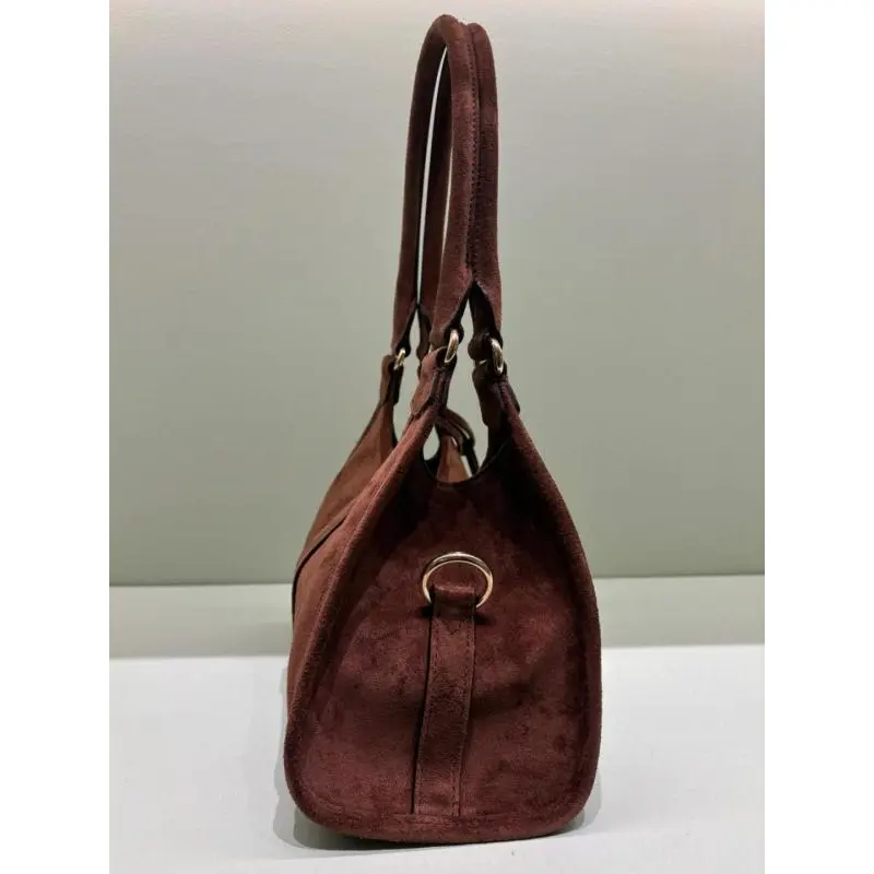 Prada Brown Suede Handbag 1BG580  #A55278