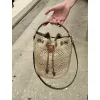 CLARA CELINE CLASSIC PANIER IN RAFFIA AND CALFSKIN #A49281