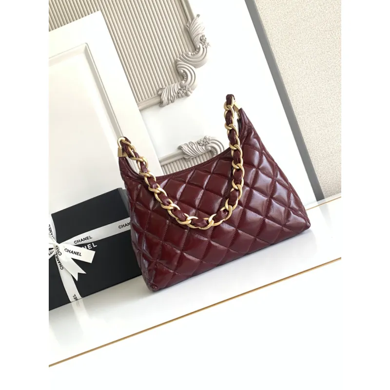 Chanel 4923 Quilted Hobo Bag in Crinkled Lambskin Size 32x30x12CM #A62915