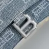 Balenciaga Hourglass Denim Handbag Silver B Logo 23x10x24cm #A64967