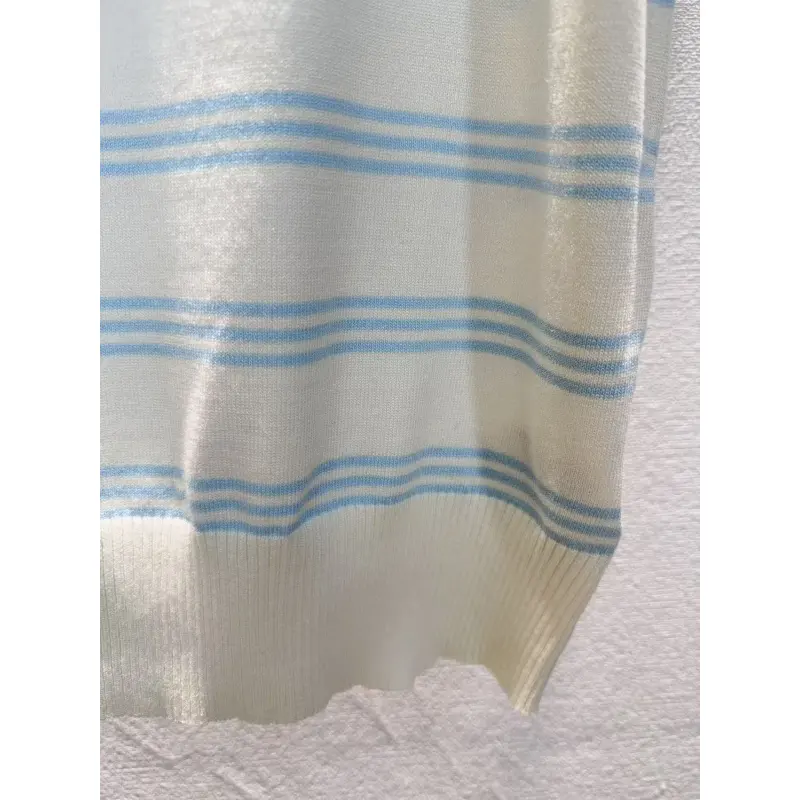 MIUMIU Monogram Knit Short Sleeve Crew Neck Blouse #A63661