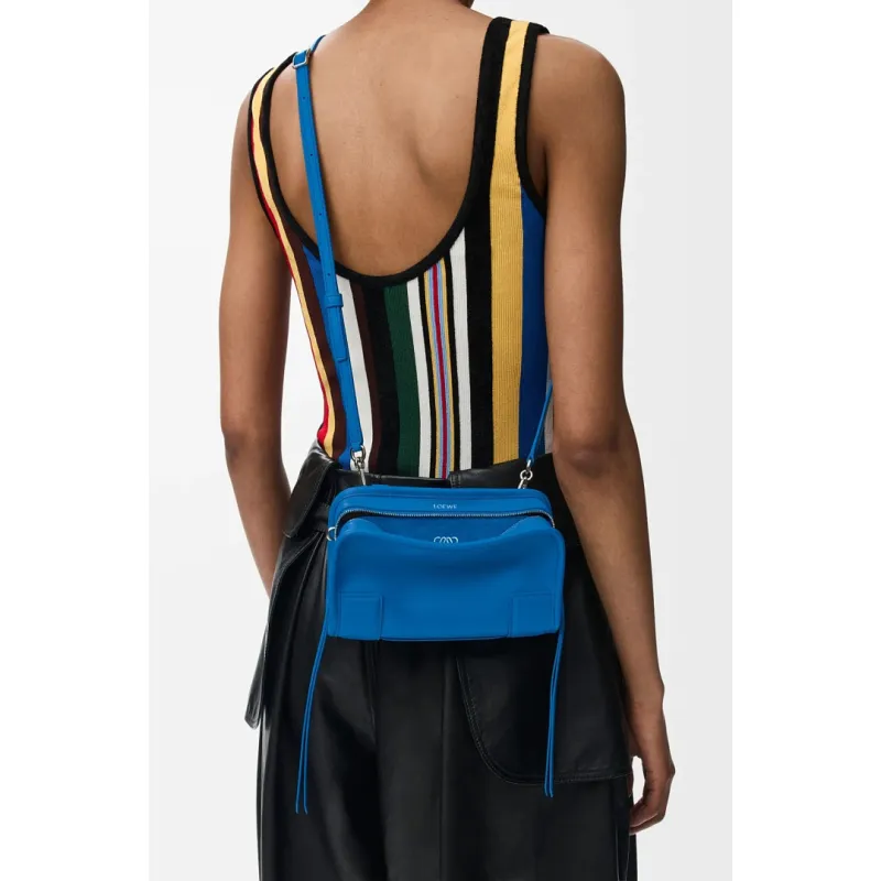 Loewe Amazona 180 Blue Leather Top Handle Bag 34.5x14x27cm #A64991