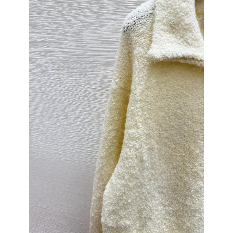 2025 D-ior Womens Wool Cardigan: Chic Collared Style with Functional Pockets and Exquisite Trim Details #A54856