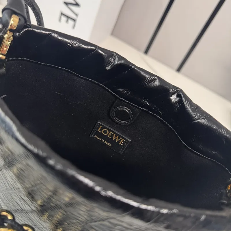 Loewe Mini Flamenco Purse Crocodile-Effect Bucket Bag, 23 x 17 x 5.5 cm #A63230
