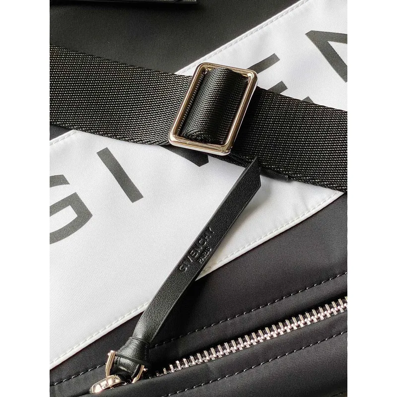 Givenchy Black Nylon Structured Bag With Contrast Detailing And Logo Plaque #A52353