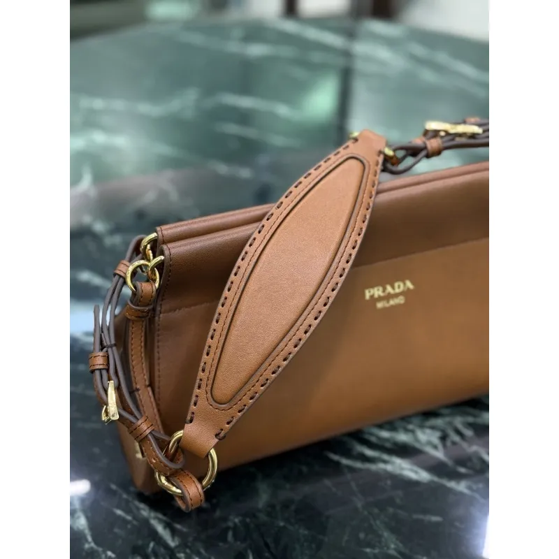 Prada Black Leather Shoulder Bag 1BC262 #A55688