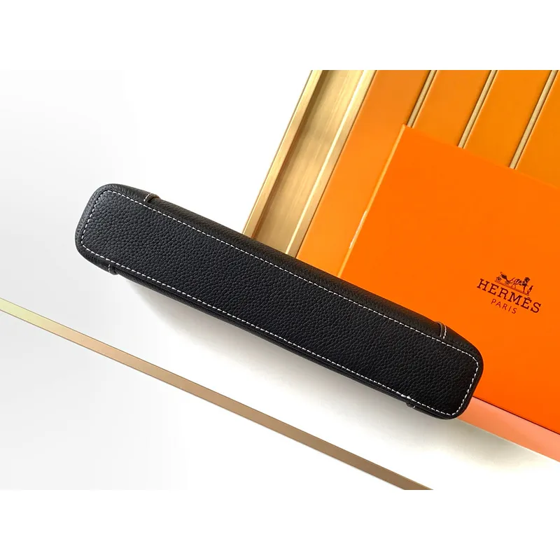 Hermès Leather Zip - Around Wristlet Clutches In Brown And Black With Branded Detailing #A50707
