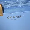 Chanel Womens Denim Tote Bag - Quilted Design, Light Blue Denim Fabric, Gold-Tone CC Logo & Chain Strap with Lock Detail, Spacious Luxury Handbag with Functional Pockets #A56747