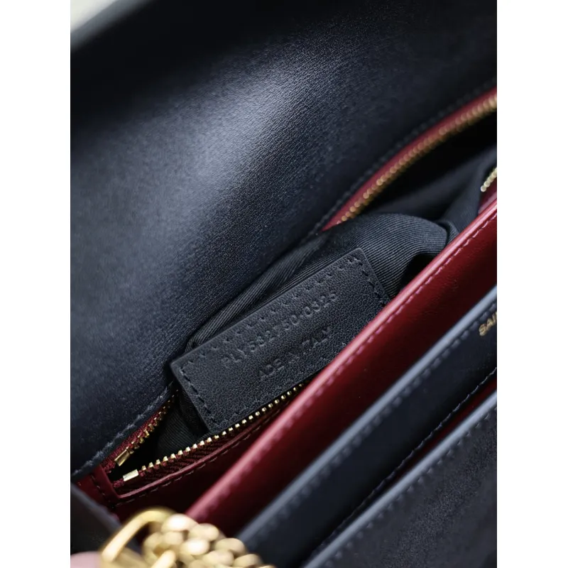 SAINT LAURENT Cassandra Envelope Crossbody Bag Set – Tan Leather-Suede & Black Velvet with Gold YSL Logo (Detachable Chain Strap) #A58773