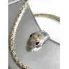 Bvlgari Serpenti Metallic Silver Handbag With Iconic Chain Strap #A51657