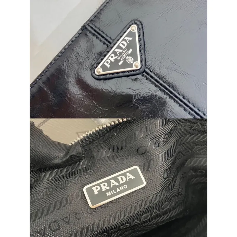 Elegant Black Prada Leather Clutch With Iconic Logo For Timeless Fashion Looks #A49962