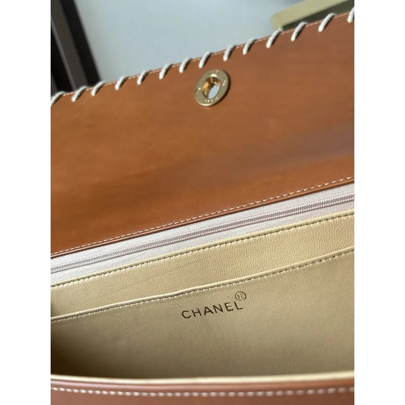 New Chanel Vintage Resin Leather Chain Bag with Large Logo bag two size #A60919