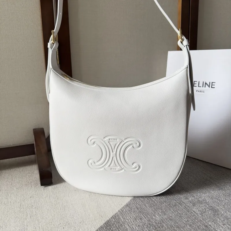 Celine Ava Hobo Bag - Multiple Colors (Monogram, Black, Tan, White), Signature Triomphe Logo, Timeless Luxury Shoulder Bag for Women #A56751