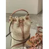 CLARA CELINE CLASSIC PANIER IN RAFFIA AND CALFSKIN #A49281