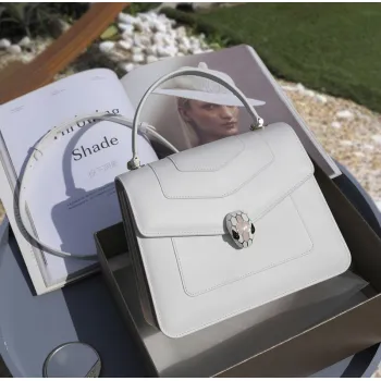 Bvlgari Serpenti Forever Top Handle Bag In White Leather For Timeless Luxury #A51666